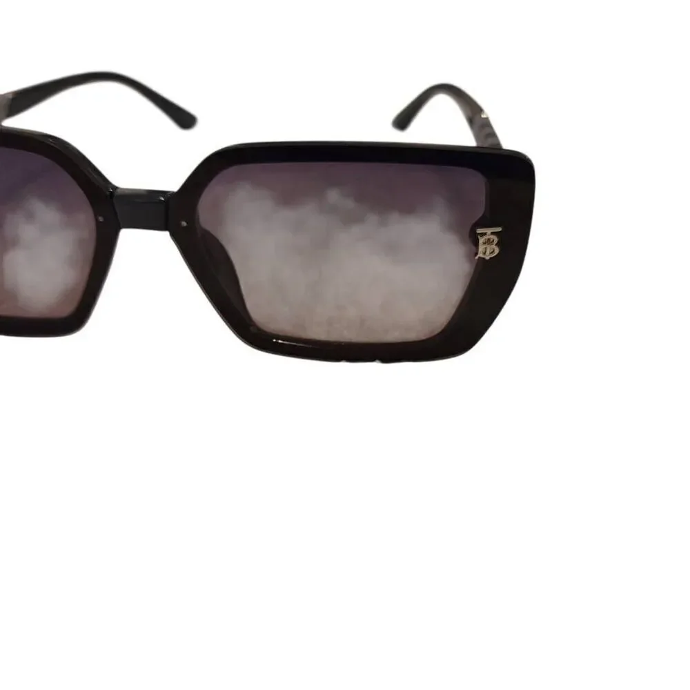 Fashion Checkered Pattern Black Frame Sunglasses
